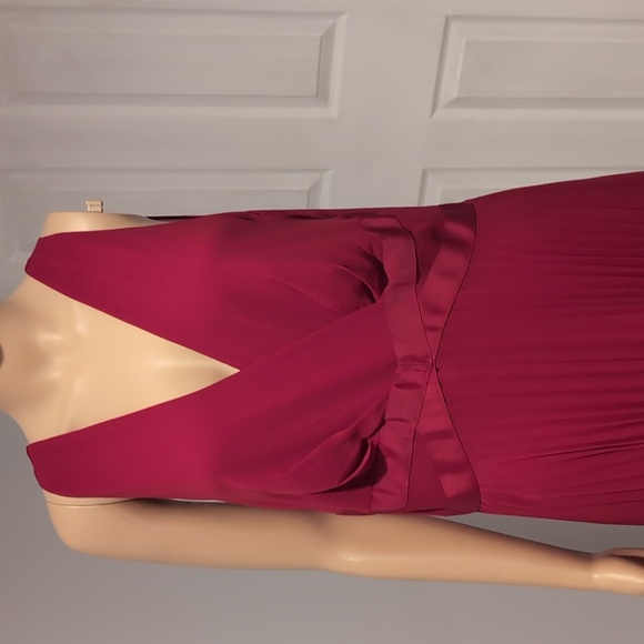 Elegant Red Pleated Dress - Picture 5 of 11